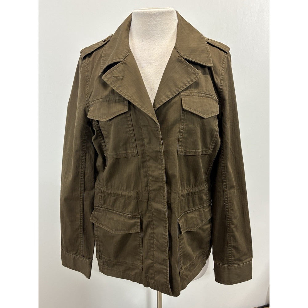 J. Crew Utility Field Jacket Women's M Brown Drawstring Military Safari Pockets